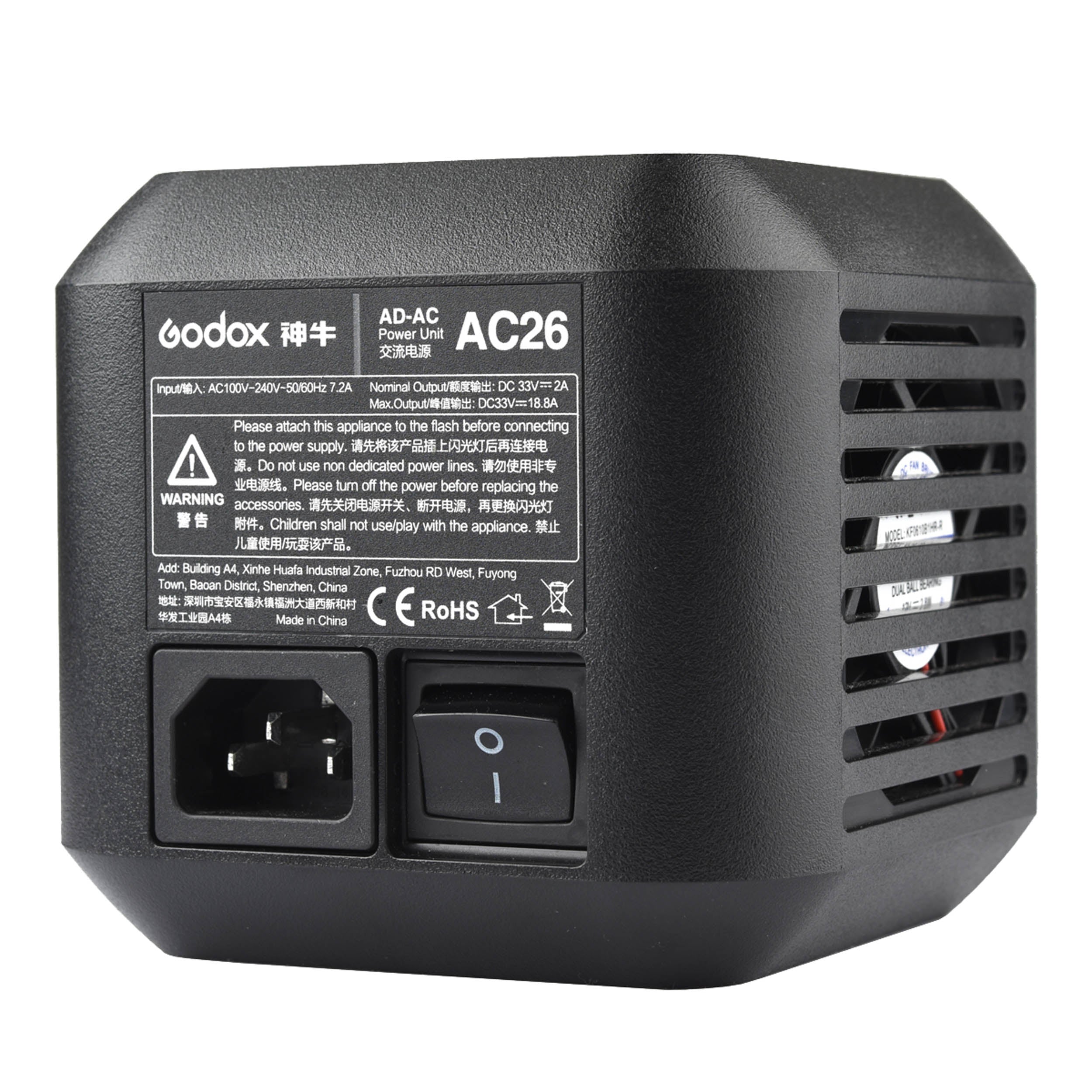 Godox AD600Pro AD600ProII PiXAPRO CITI600Pro AC26 Power Adapter - Replacement Mains Charger for Studio Flash - Perfect for Photography Lighting & On-Location Shoots