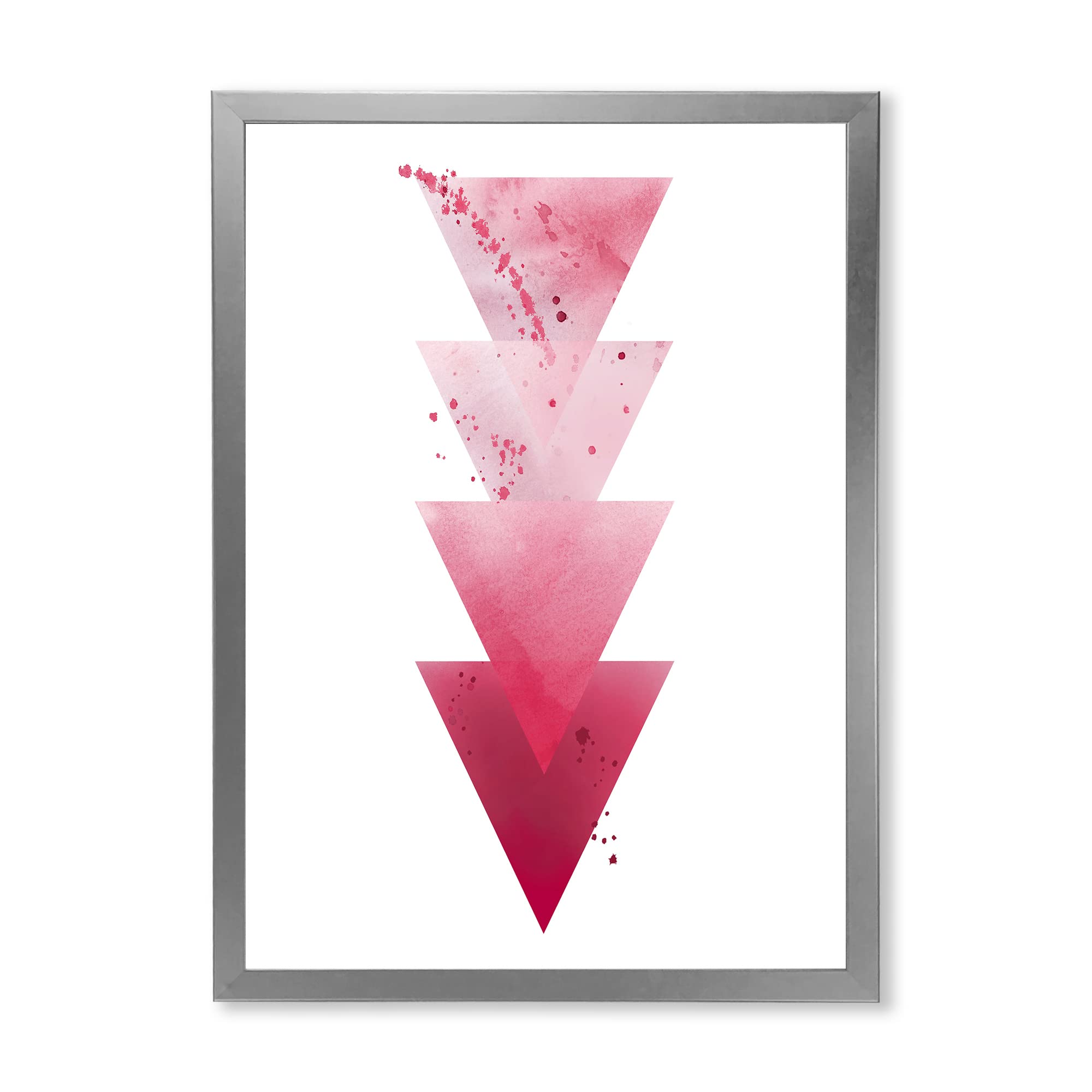 DesignQ Red Triangles Abstract Geometric Wall Art - Modern Framed Canvas Painting for Living Room, Bedroom & Office Decor