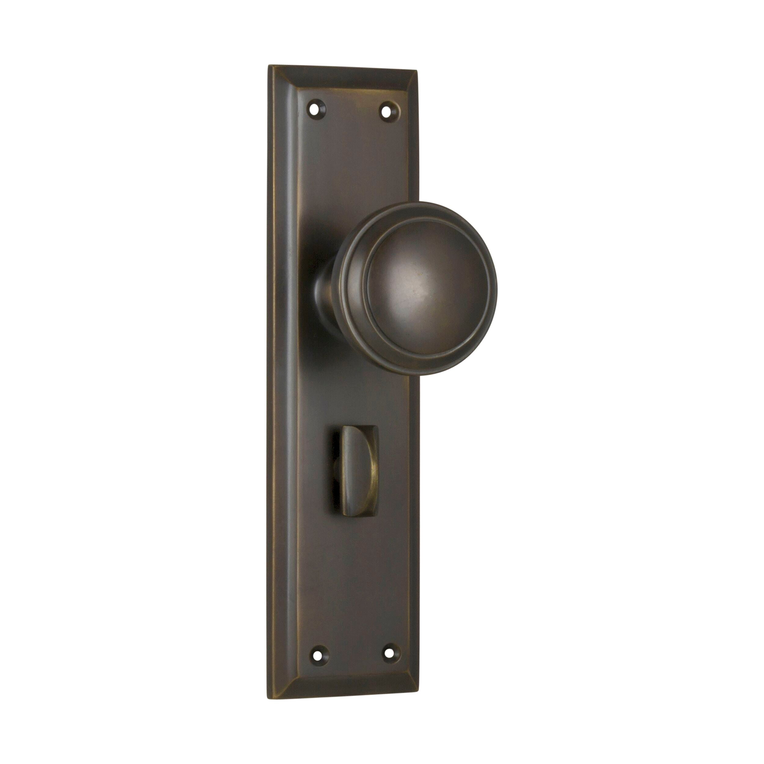 Milton Privacy Door Knob Pair in Antique Brass - 0724P (H200xW50xP73mm) - Perfect for Bedroom, Bathroom & Interior Doors