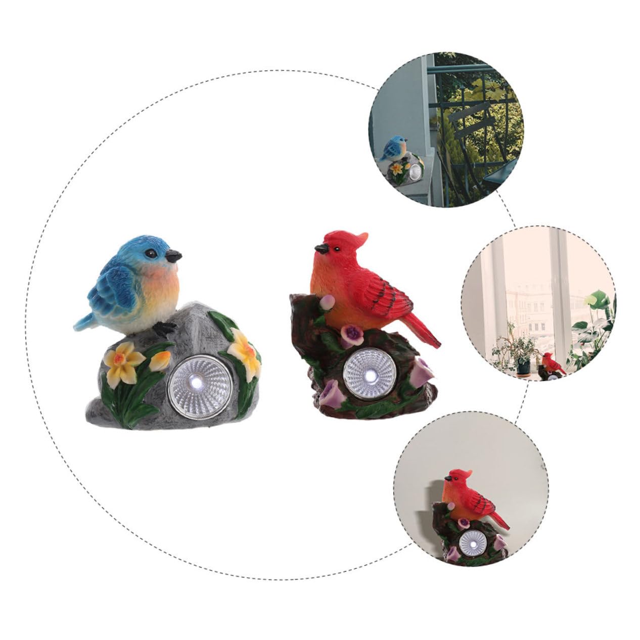 Angoily Solar Lanterns for Garden - 2 Pack Bird Decorative Outdoor Solar Lights, Waterproof Resin Solar-Powered Garden Lamps for Patio, Yard, Pathway & Landscape Lighting