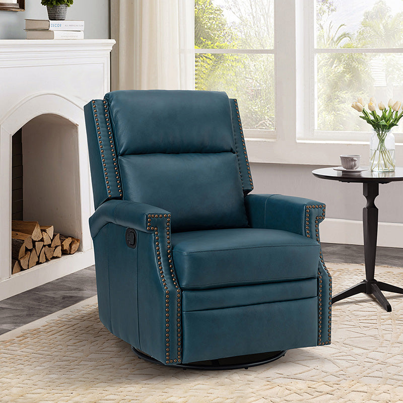 Canace Modern Genuine Leather Manual Glider Rocker Recliner Chair - Comfortable Swivel Lounge Chair for Living Room, Nursery, and Office Relaxation