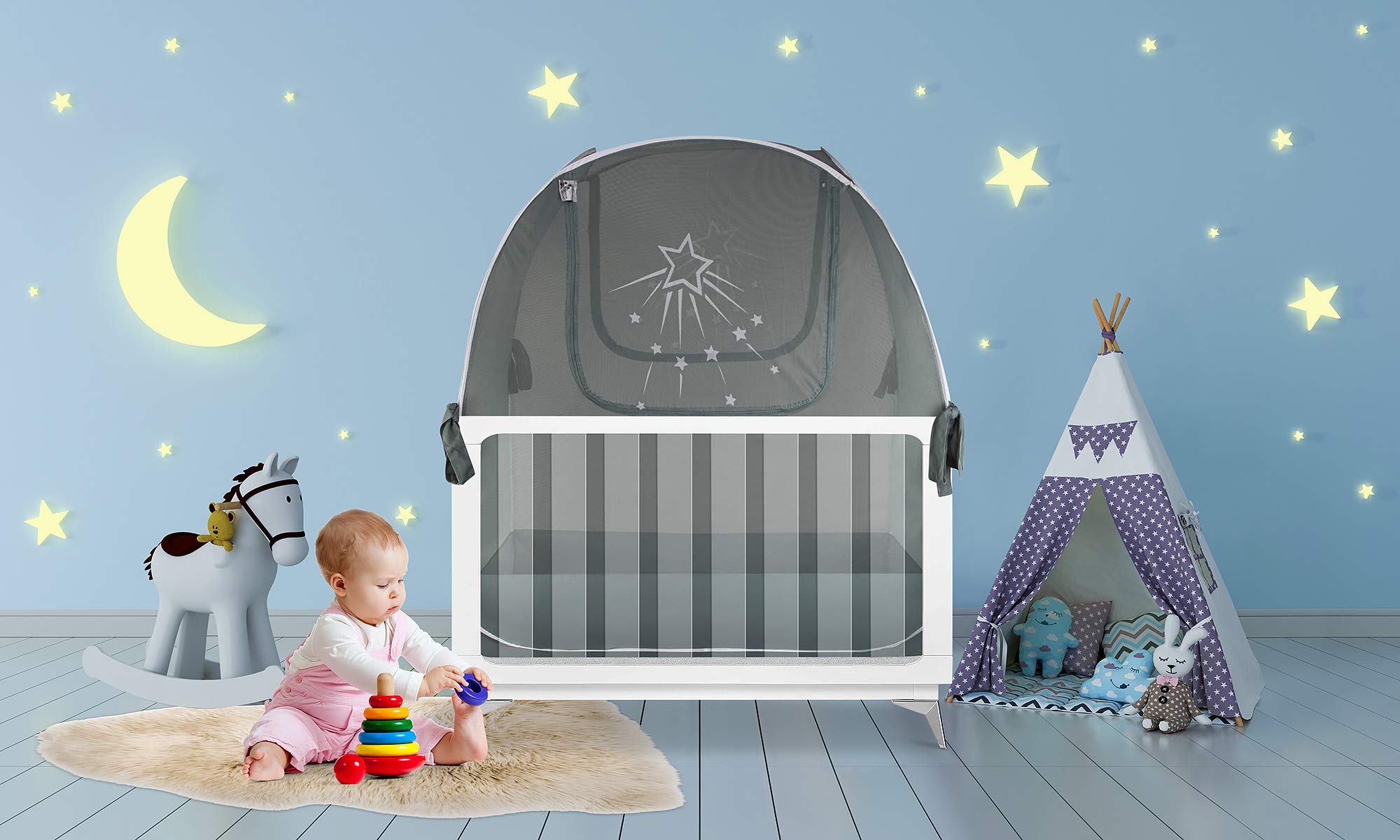 Aussie Cot Net - Baby Crib Tent with Mosquito Protection | Safe & Secure Toddler Proof Crib Netting to Prevent Climbing Out | Perfect for Nursery, Daycare & Travel Use