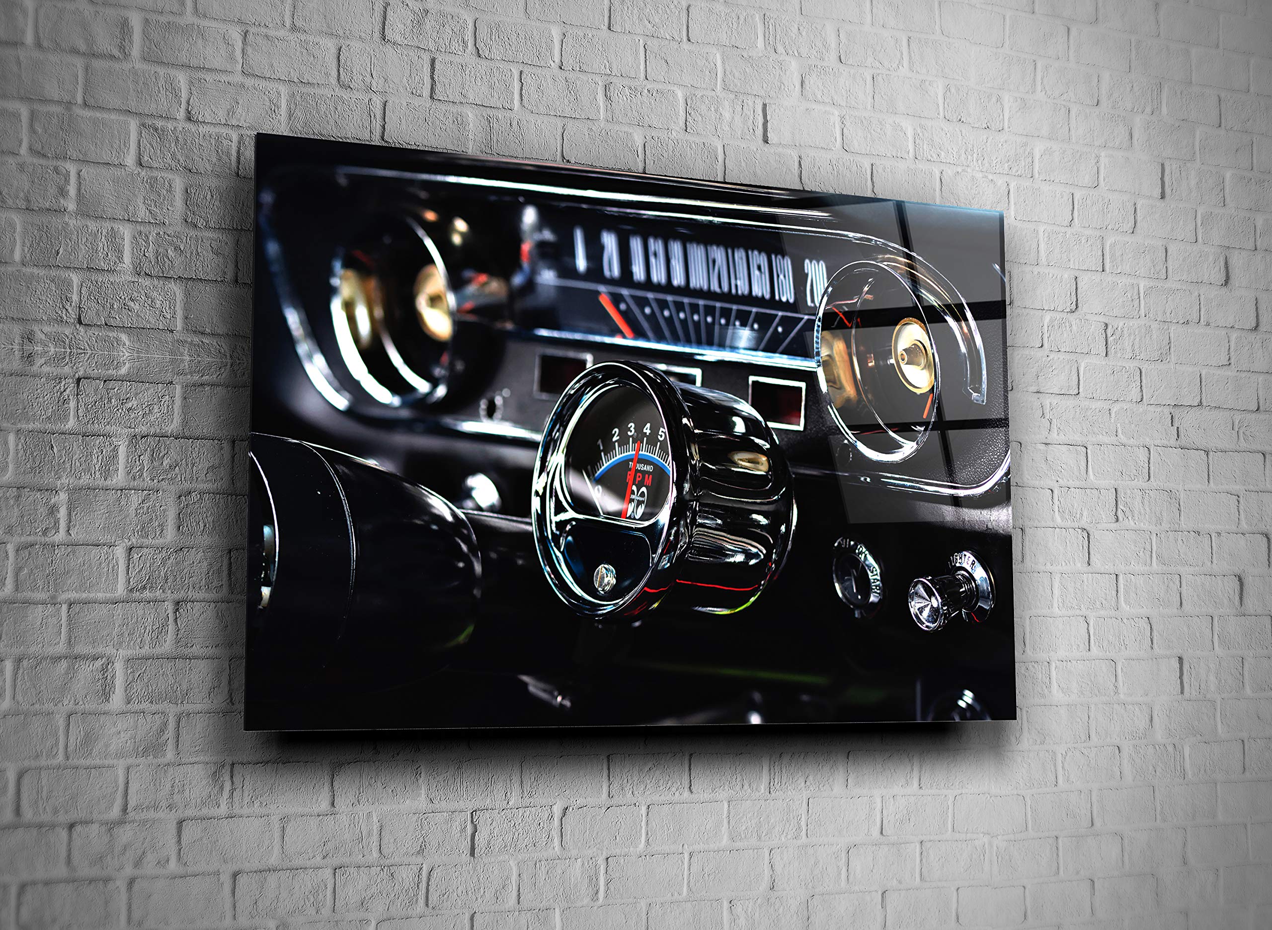 Car Dashboard Bar Home Decor Print - Tempered Glass Wall Art for Living Room, Office & Gift Ideas - Modern Automotive Themed Decor for Car Enthusiasts