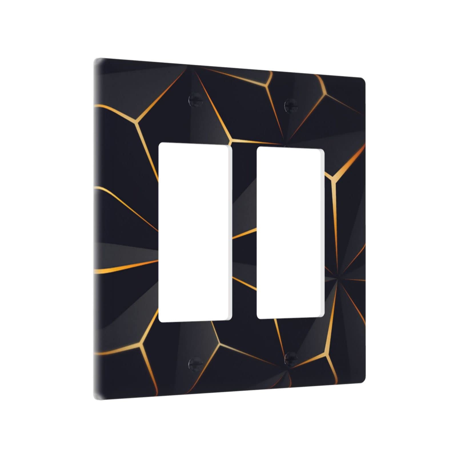 Modern Abstract Diamond Pattern Light Switch Cover - Double Rocker Wall Plate Decor for Bedroom, Kitchen & Bathroom - 2 Gang Switch Plate Cover (4.50