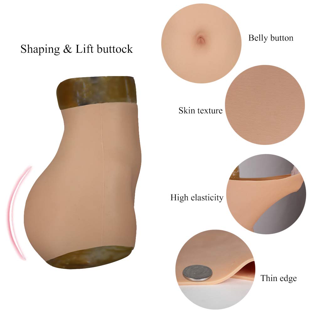Liifun Realistic Silicone Short Pants - Butt Lifter Shapewear for Crossdresser & Transgender - Comfortable Hip Enhancer for Daily Wear & Cosplay