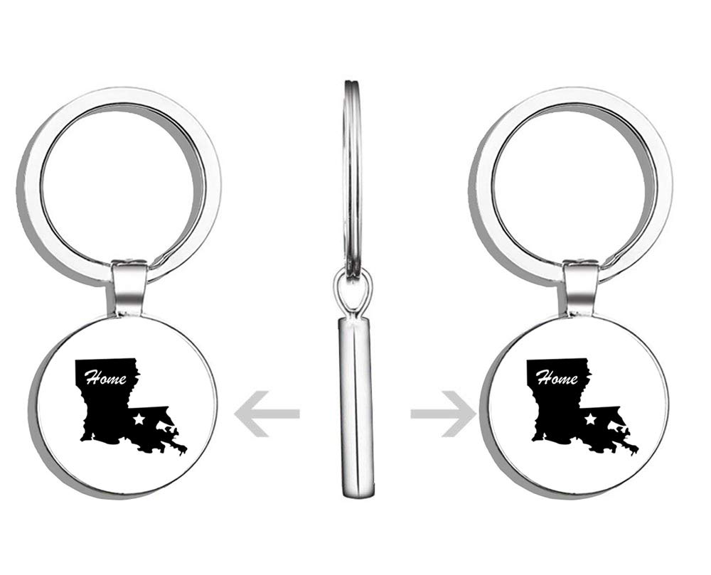 Louisiana Home Double Sided Stainless Steel Keychain - Durable Key Ring Holder with Car Key Finder - Perfect for Home, Office & Travel Organization