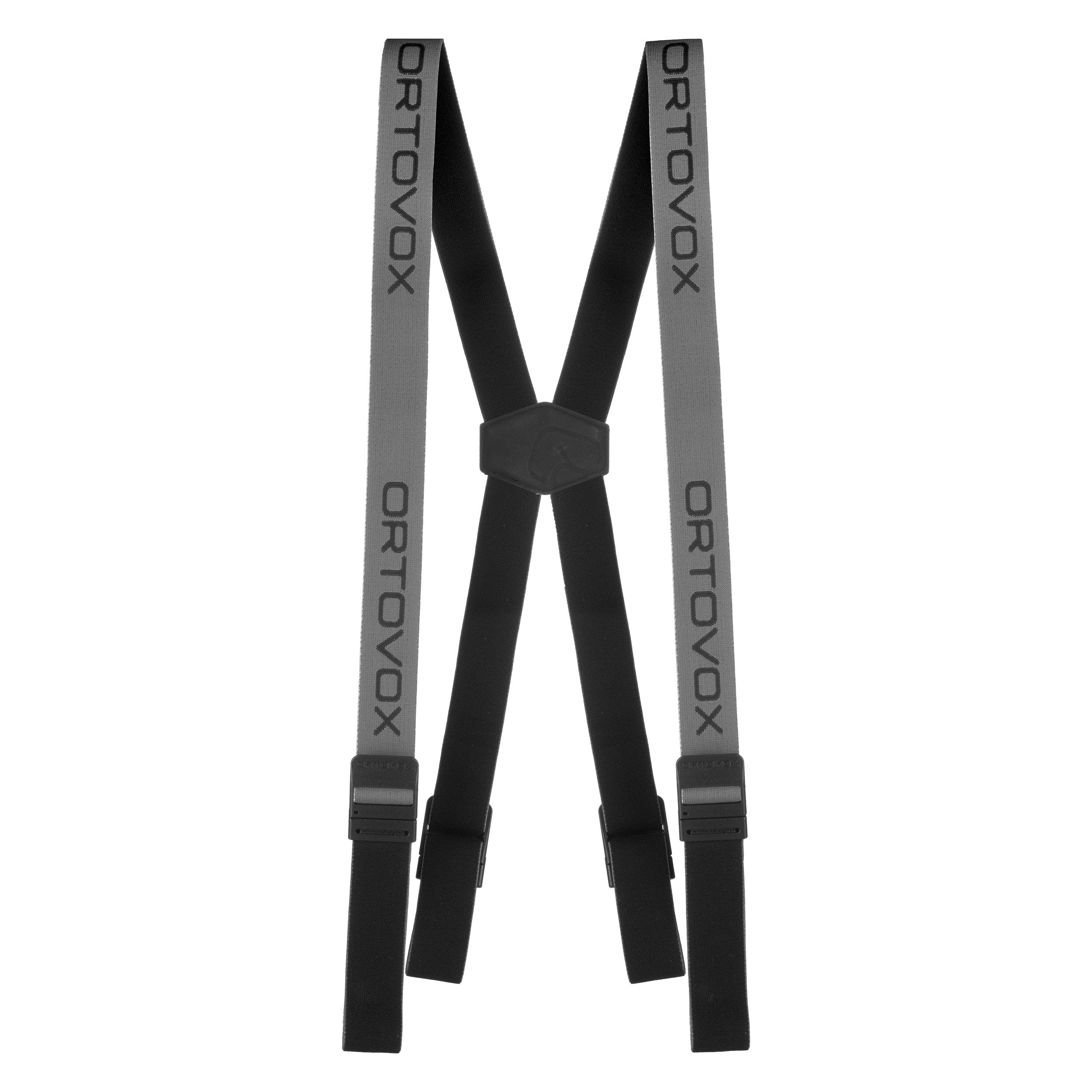 Ortovox Logo Suspenders for Men & Women - Adjustable Grey Blend Braces for Work, Outdoor & Fashion - Durable Elastic Suspenders for Pants, Overalls & Costumes