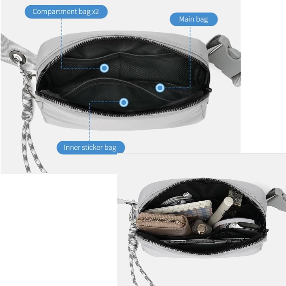 Bovagu Crossbody Bag with Long Strap - Lightweight Nylon Gym Running Fanny Pack for Men & Women - Perfect for Workouts, Travel & Outdoor Activities