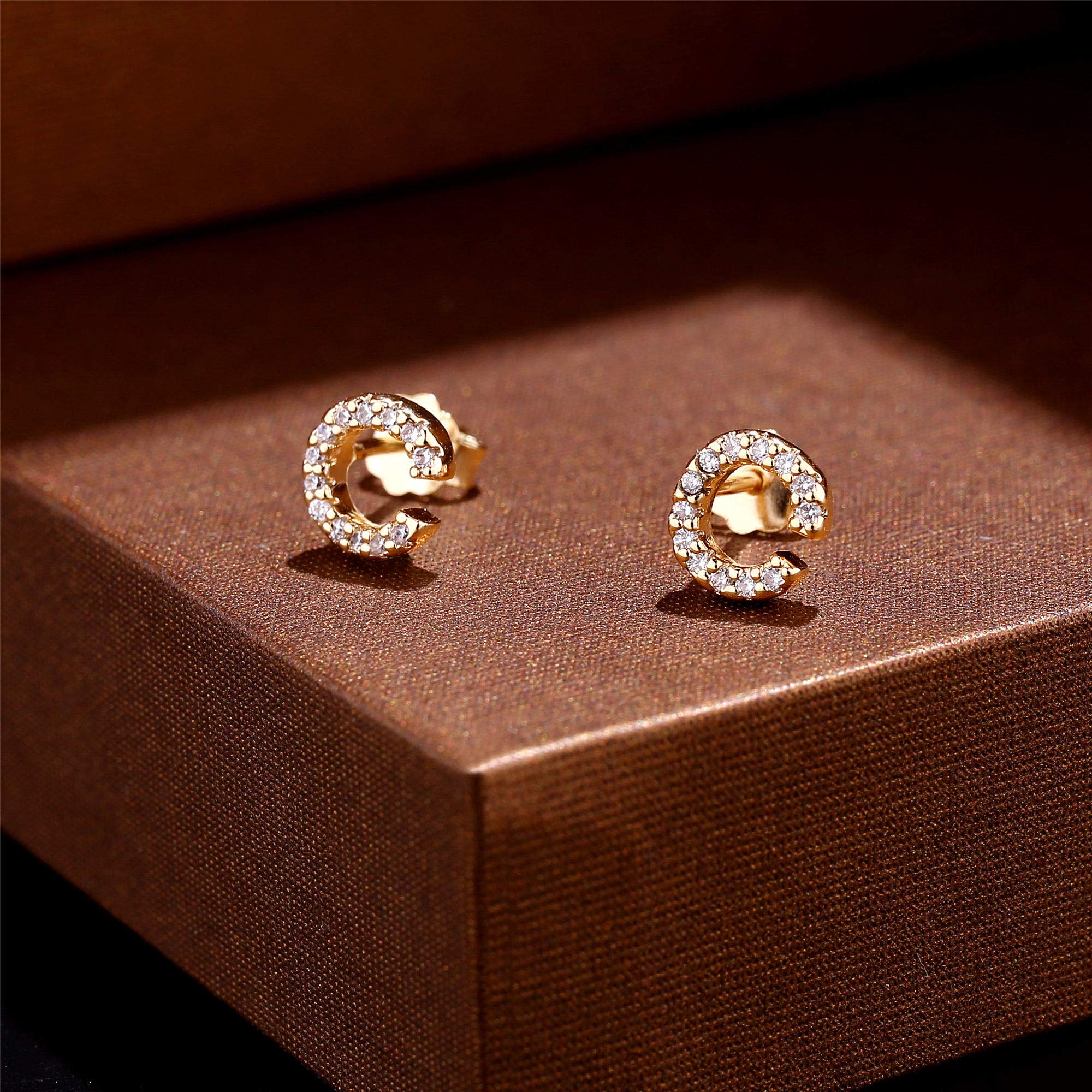 MONOOC Initial Stud Earrings for Women & Girls - Hypoallergenic S925 Sterling Silver Cubic Zirconia Letter Earrings | Perfect Birthday Gift, Everyday Wear & Special Occasion Jewelry