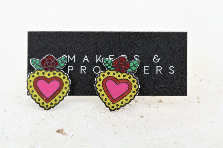 Multi-Color Enamel Flying Heart Stud Earrings - Trendy Fashion Jewelry for Women, Perfect for Parties, Dating & Everyday Wear