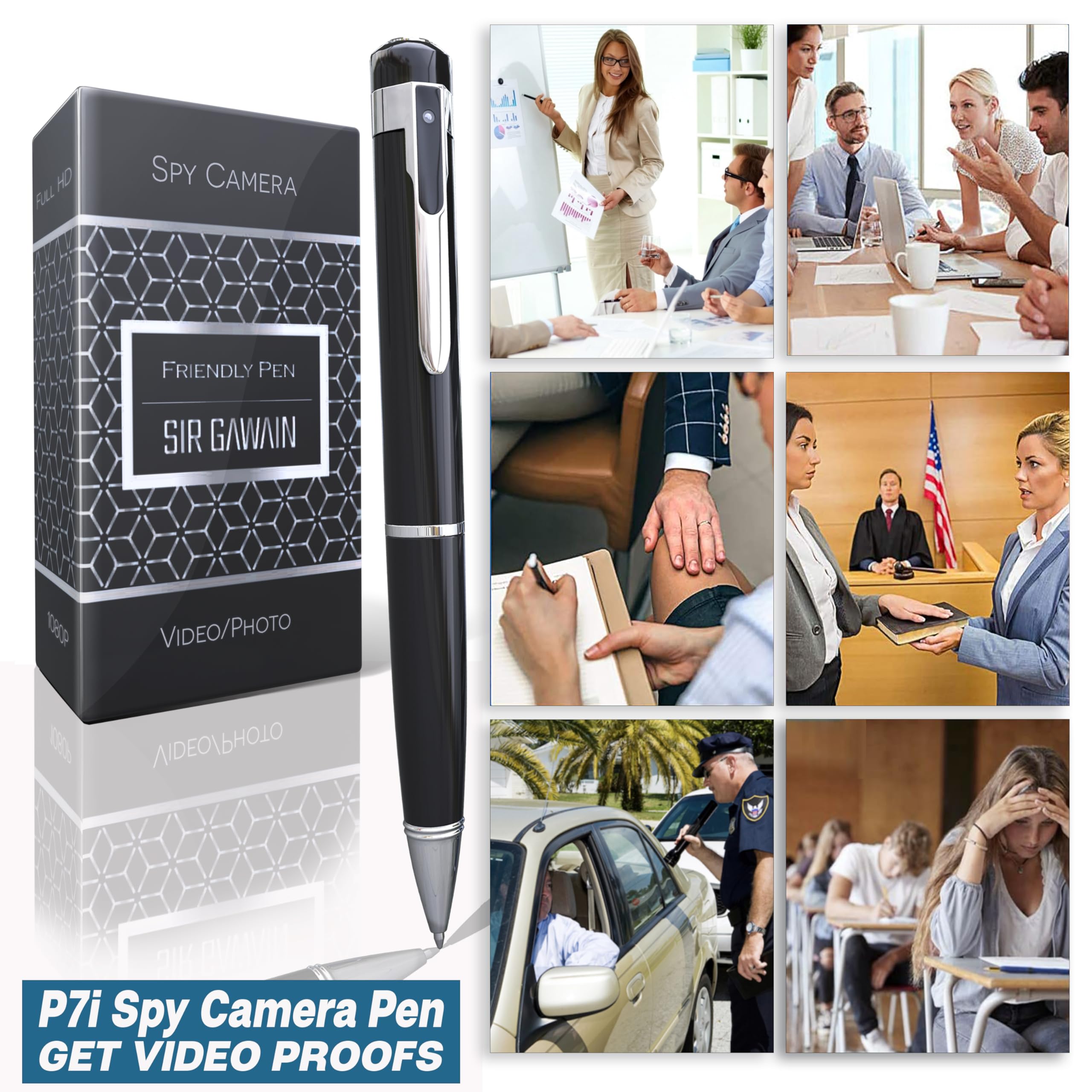 1080P Hidden Spy Camera Pen - Full HD Nanny Cam with Loop Recording & Picture Taking - Wireless Rechargeable Security Camera with Wide Angle Lens | Perfect for Home Surveillance, Office Monitoring & Covert Recording