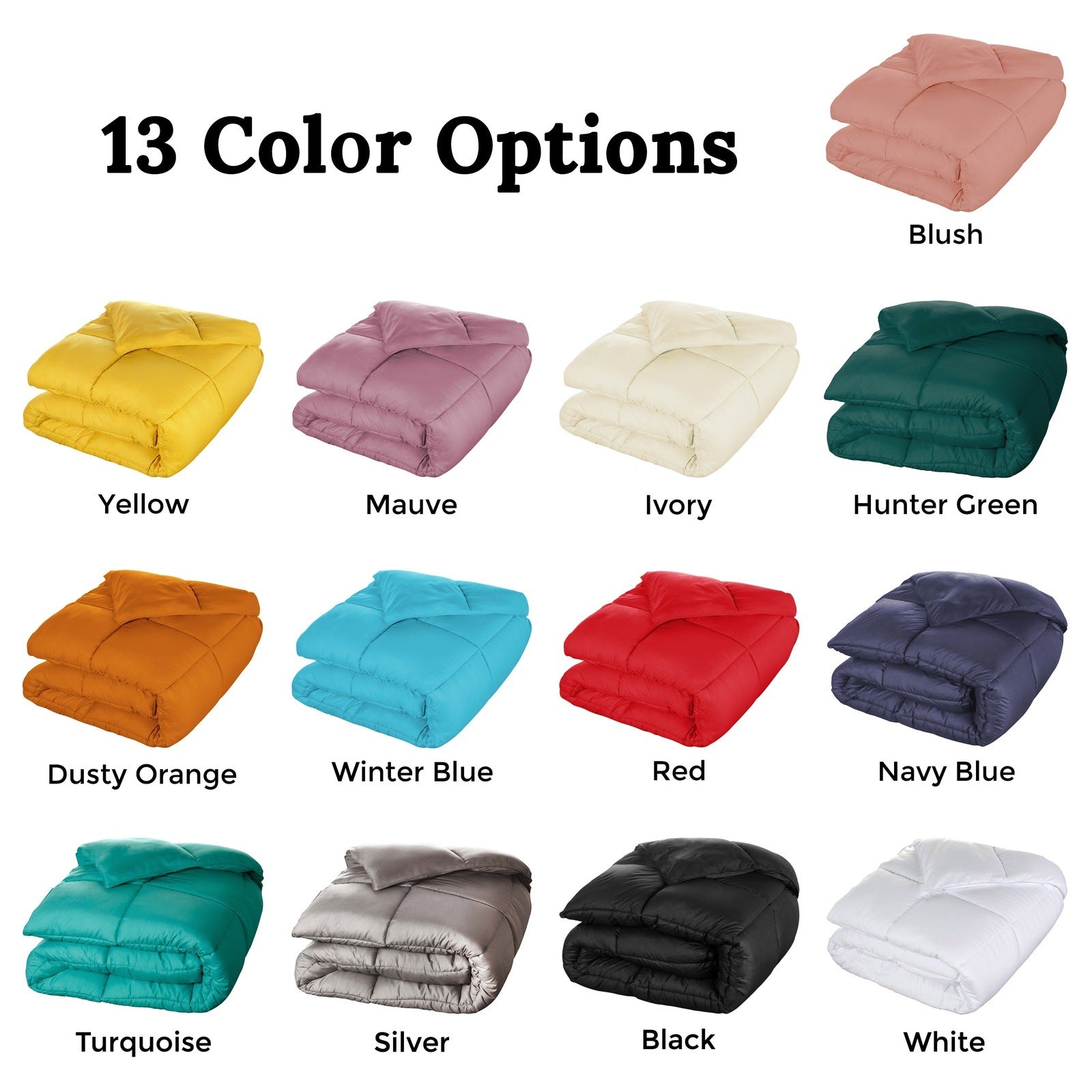 Soft Brushed Microfiber Down Alternative Comforter - Medium Weight Solid Bedding for All Seasons | Perfect for Cozy Nights, Guest Rooms & Dorm Essentials