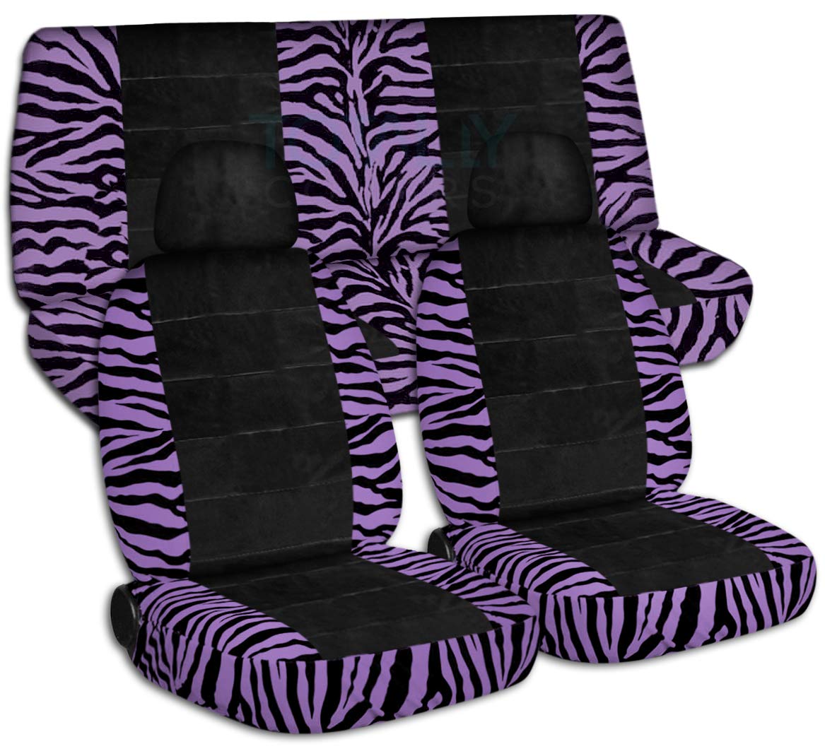 Purple Zebra Print Car Seat Covers Full Set with 2 Headrest Covers - Universal Fit for Cars, Trucks, Vans, SUVs & RVs (30 Pattern Options) - Protect Your Seats from Pets, Spills & Wear