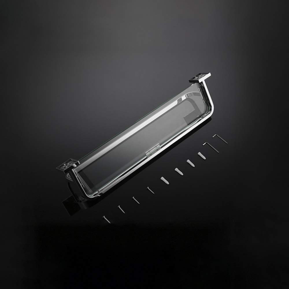 Wall Mounted Glass Bathroom Shelf - Single Tier Shower Organizer with Mirror Front & Included Fixings - Perfect for Shampoo, Soap & Toiletries Storage (40cm) - Ideal for Bathroom, Shower & Restroom Organization