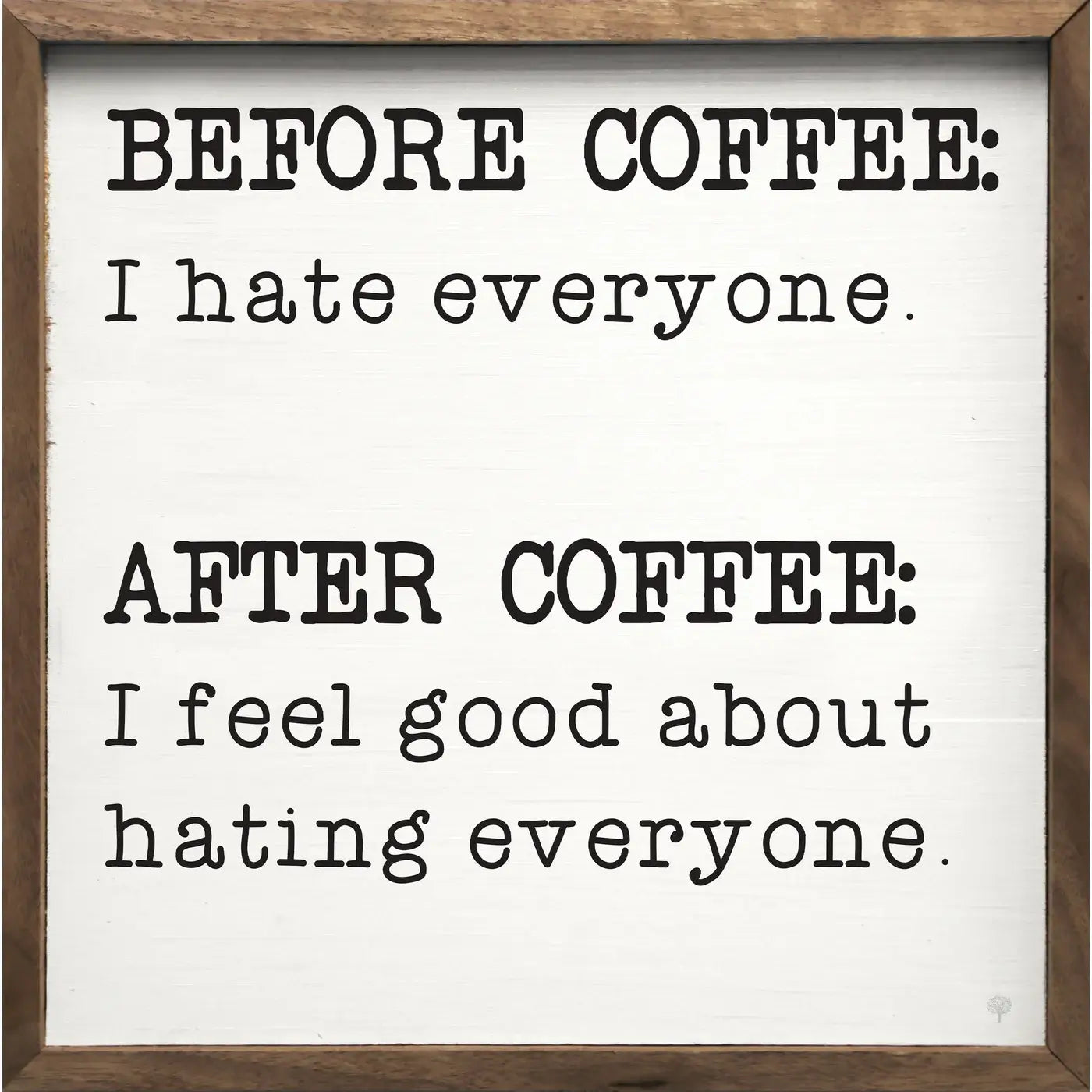 Before Coffee After Coffee Wood Framed Wall Art Print - Funny Home Office Decor for Coffee Lovers & Baristas