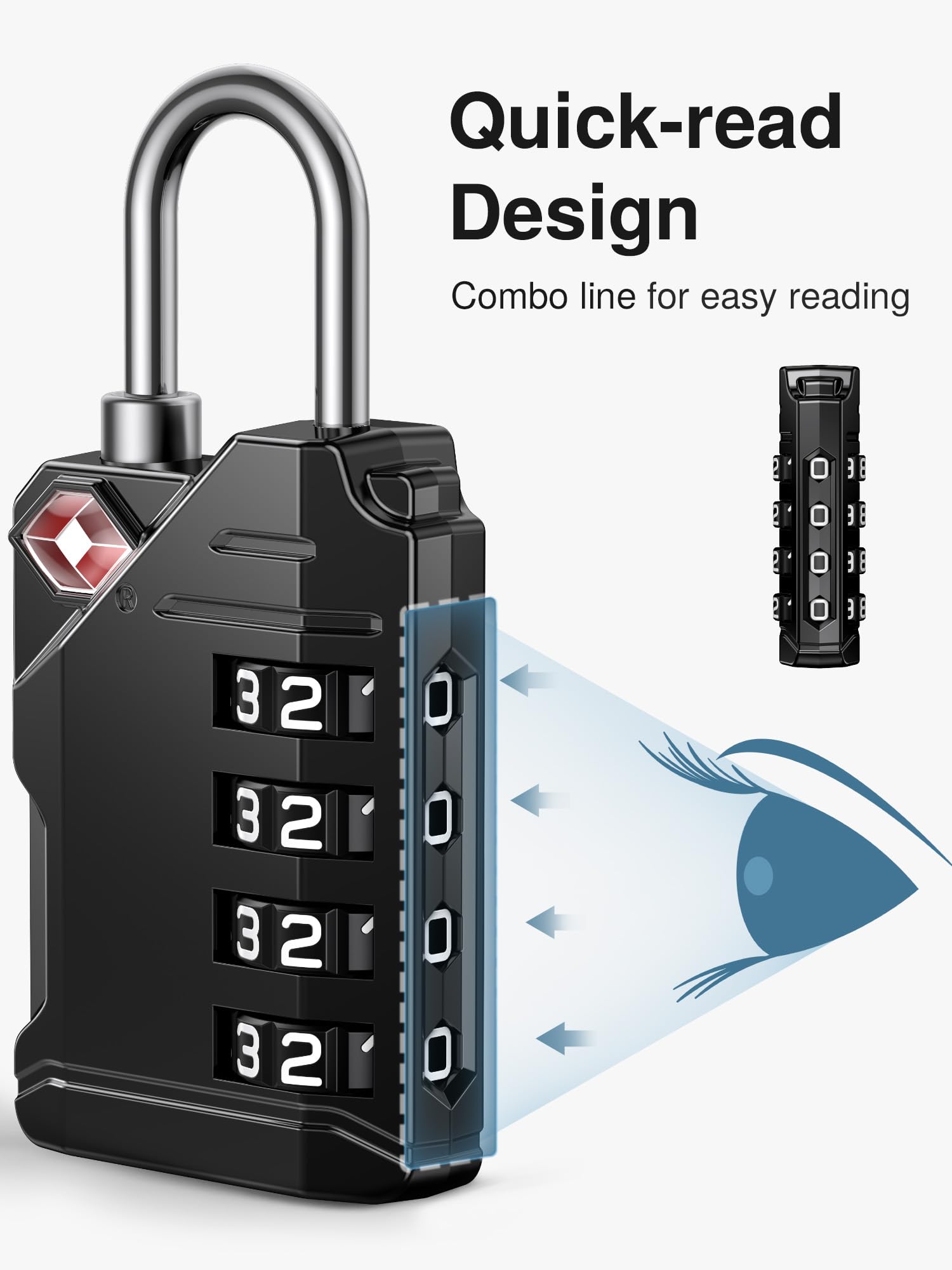 Puroma 4-Pack TSA Approved Luggage Locks - Black 4-Digit Resettable Combination Locks with Zinc Alloy Body for Travel, Suitcases, Backpacks & Gym Lockers | Secure Your Belongings During Air Travel, Commuting & Workouts