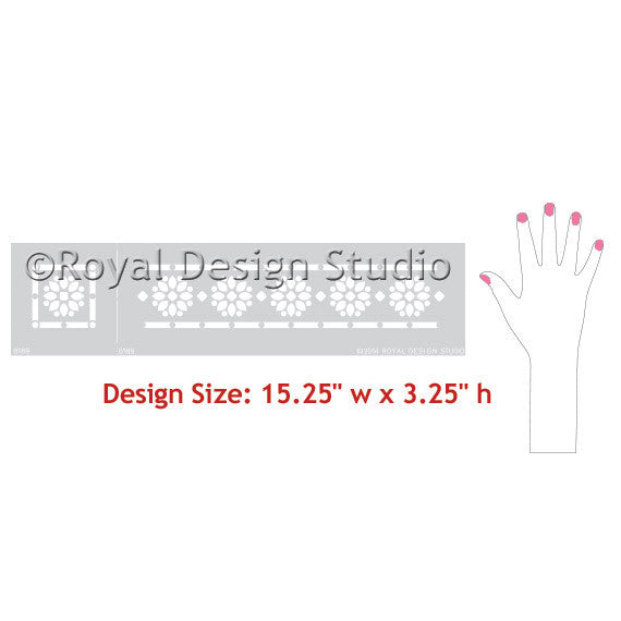Zari Border & Corner Indian Stencil for DIY Home Decor, Wall Painting, and Mehndi Designs | Premium Reusable Craft Template