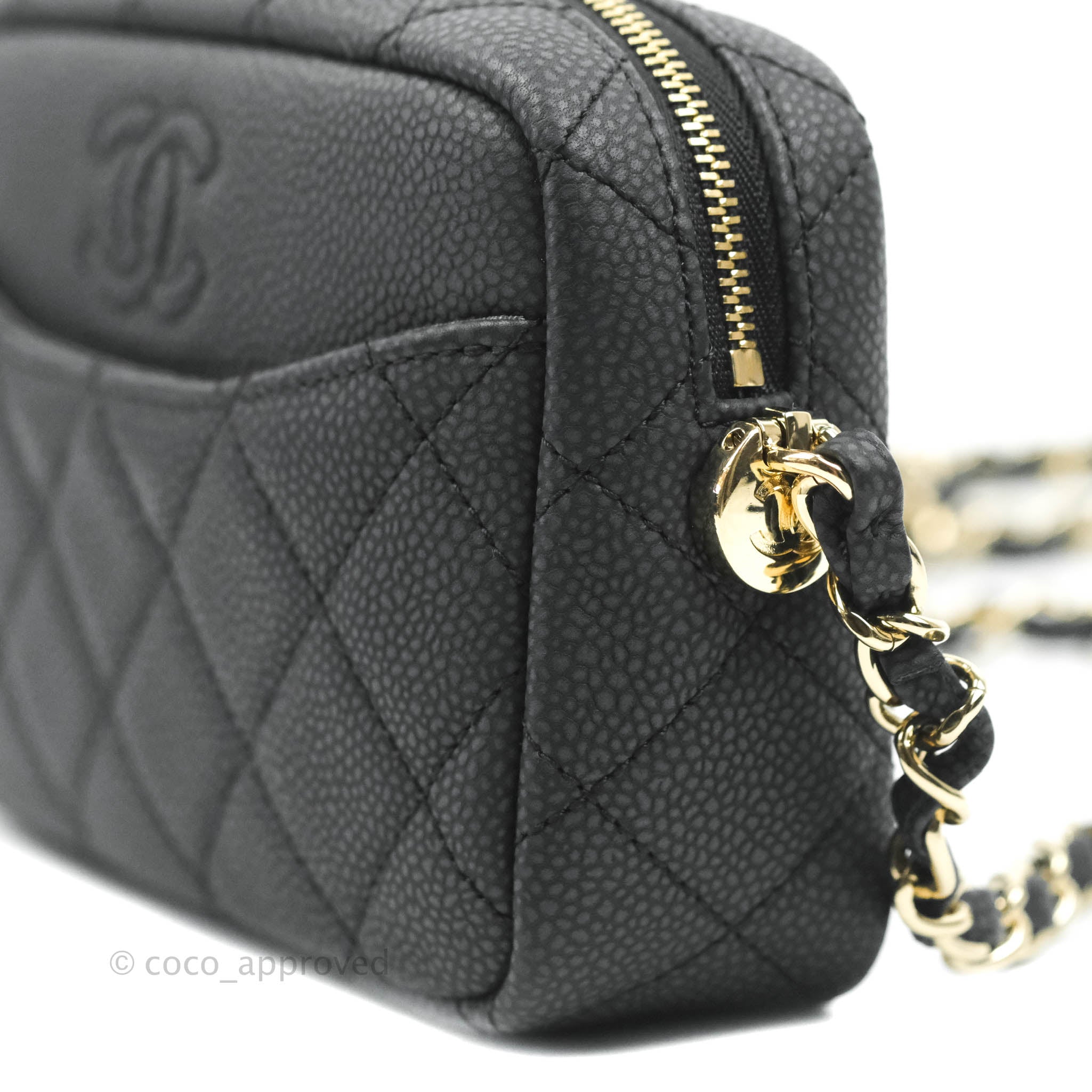 Chanel Classic Camera Bag in Black Caviar Leather with Gold Hardware - Perfect for Everyday Use, Travel & Special Occasions