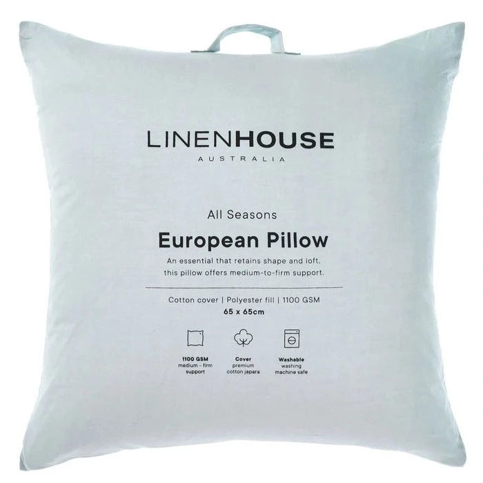 Premium All-Season 1100GSM European Pillow Case 65x65cm - Luxury Hotel Quality Bedding by Linen House - Perfect for Master Bedroom, Guest Room & Airbnb Styling