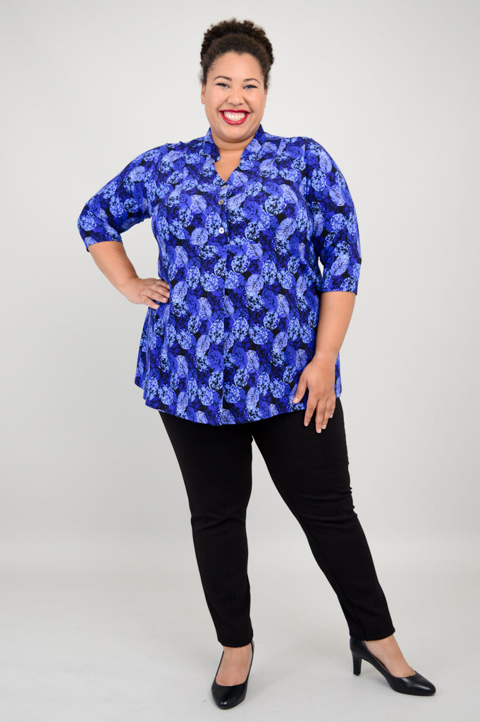 Edwina Women's Bamboo Top with Ice Foliage Print - Breathable Summer Blouse for Casual Wear, Office & Outdoor Activities