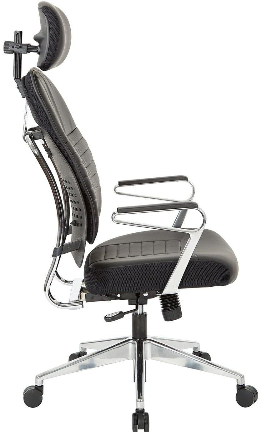 Office Star Black Bonded Leather Managers Chair with Headrest - Ergonomic Executive Office Chair for Home & Business Workspaces