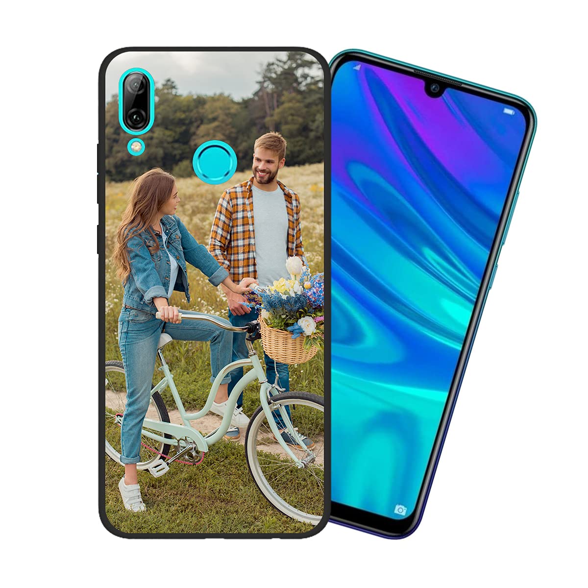 Customized Photo Case for Huawei P Smart 2019 - Personalized Picture Shockproof Silicone Cover, Soft Candy Design Protective Phone Case - Perfect Christmas Birthday Thanksgiving Gift (Black) - Great for Daily Use, Travel & Special Occasions