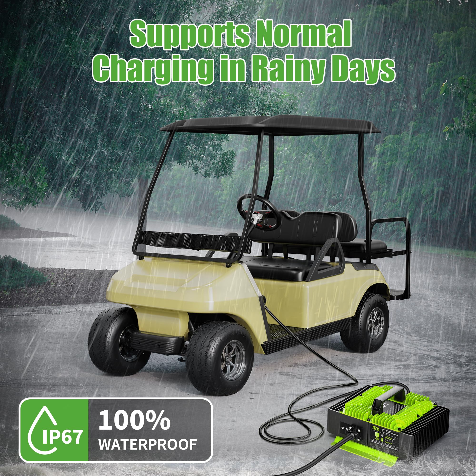 48V 18A Golf Cart Battery Charger for Club Car Precedent & DS - Fast Charging, Plug & Play with Connector - Perfect for Home, Golf Course & RV Use