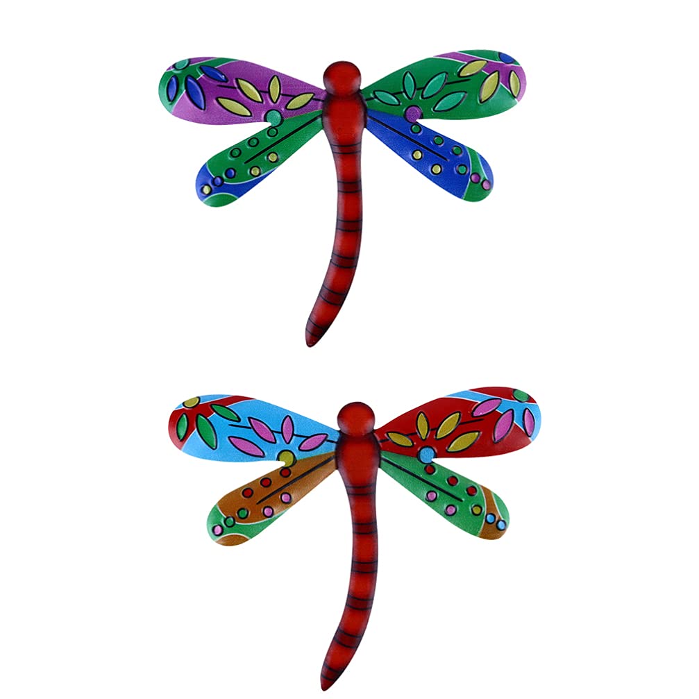 Yardwe Metal Dragonfly & Butterfly Wall Art - 3D Sculptures for Outdoor Garden, Fence, Porch & Yard Decor - Inspirational Wall Hanging Decor (2-Piece Set) - Perfect for Patio, Backyard, and Home Exterior Decoration