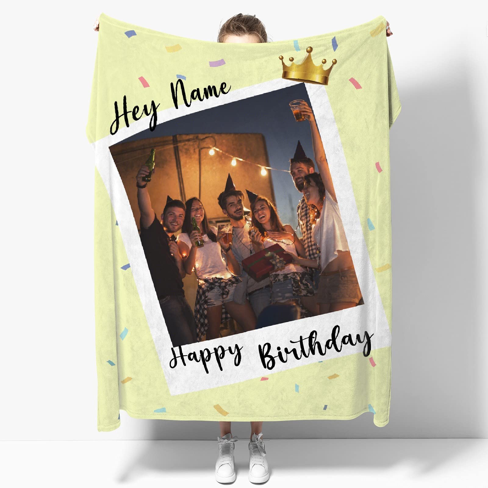 MYSTCOVER Custom Photo Text Blanket - Personalized Birthday Christmas Halloween New Year Gift for Adults & Kids - 120x90 Inch Soft Fleece Throw Blanket - Perfect for Family Photos, Cozy Nights, and Special Occasions