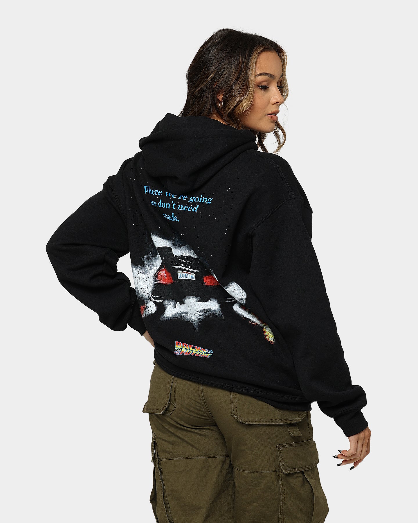 Back To The Future 1 Hoodie - Vintage Movie Merchandise - American Thrift Black Sweatshirt - Perfect for Cosplay, Movie Nights & 80s Retro Fashion