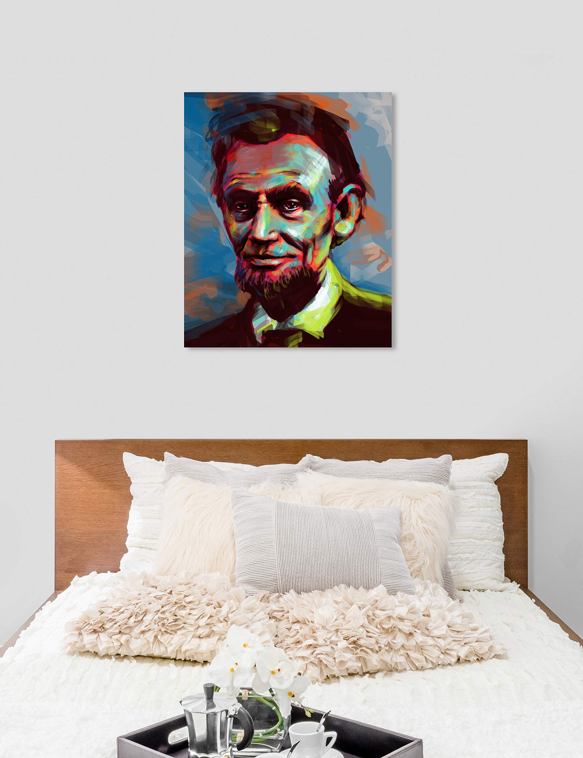 Oliver Gal Artist Co. Lincoln Portrait Wall Art Canvas Print - 13x16 Inch Blue & Green Home Decor for Living Room, Bedroom & Office