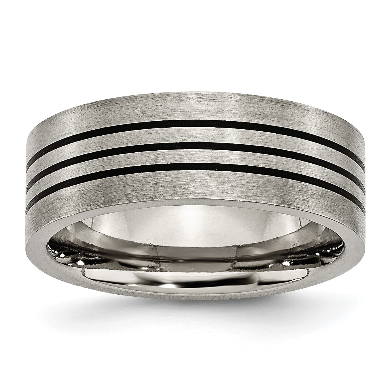 IceCarats Titanium Black 8mm Wedding Band Ring for Men - Durable & Lightweight Comfort Fit Ring for Engagement, Anniversary & Everyday Wear - Perfect Gift for Him