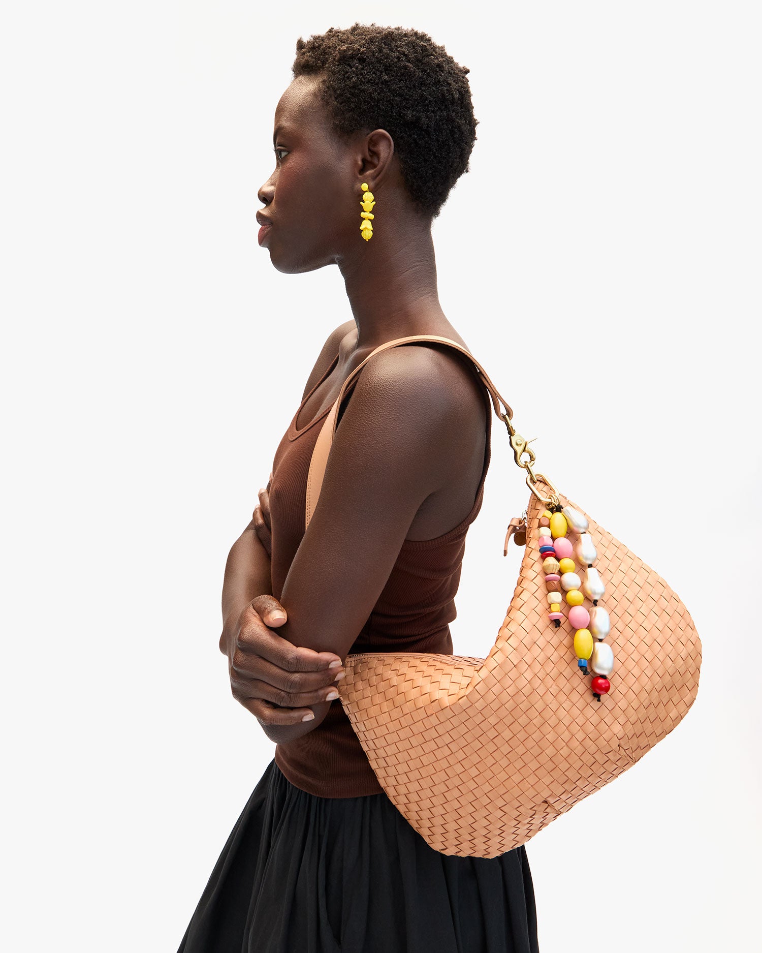 Moyen Messenger Bag - Stylish Bisque Woven Checker Pattern Crossbody Purse for Women | Perfect for Work, Travel & Everyday Use