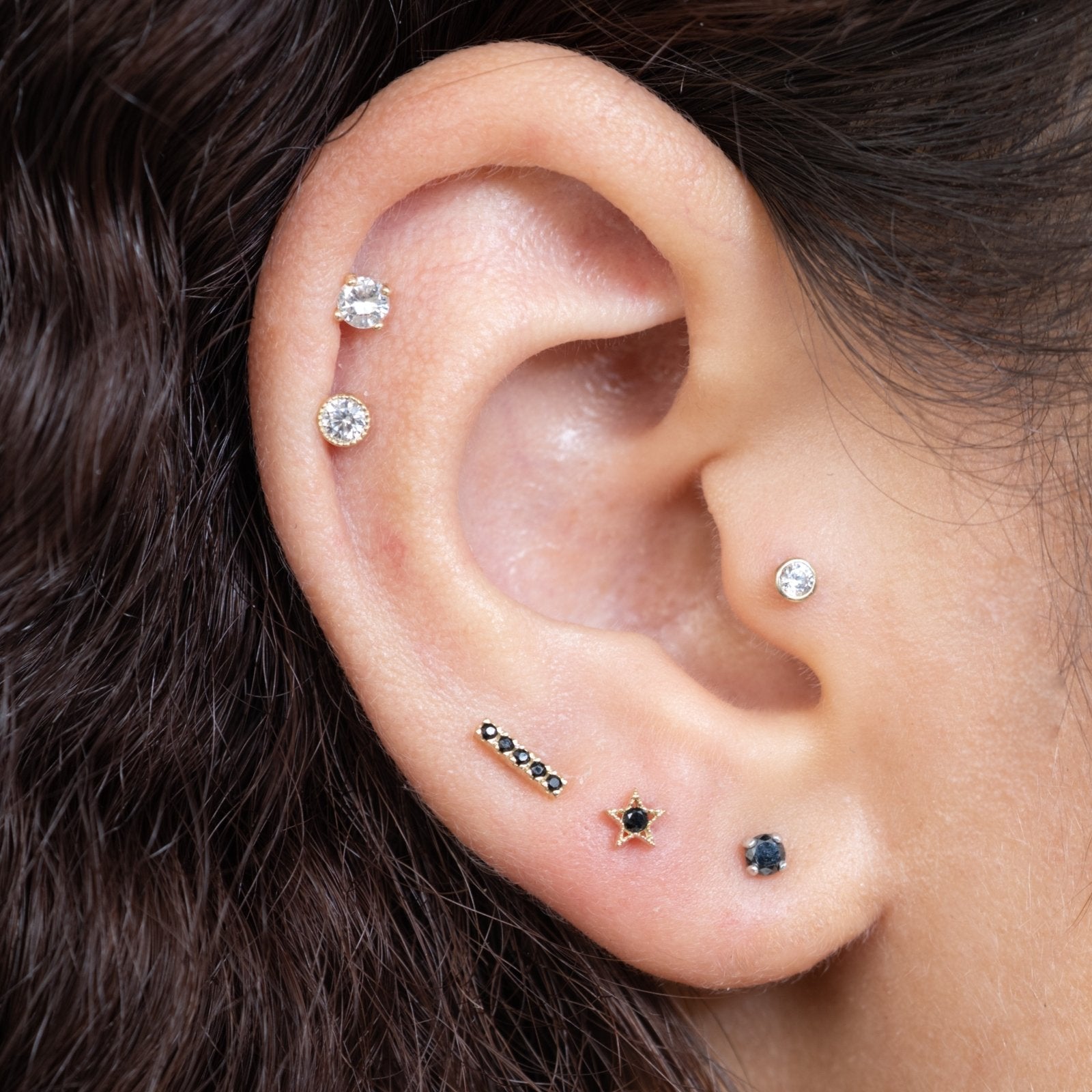14K White Gold Diamond Threaded Flat Back Stud Earrings for Women - Perfect for Everyday Wear, Parties & Special Occasions