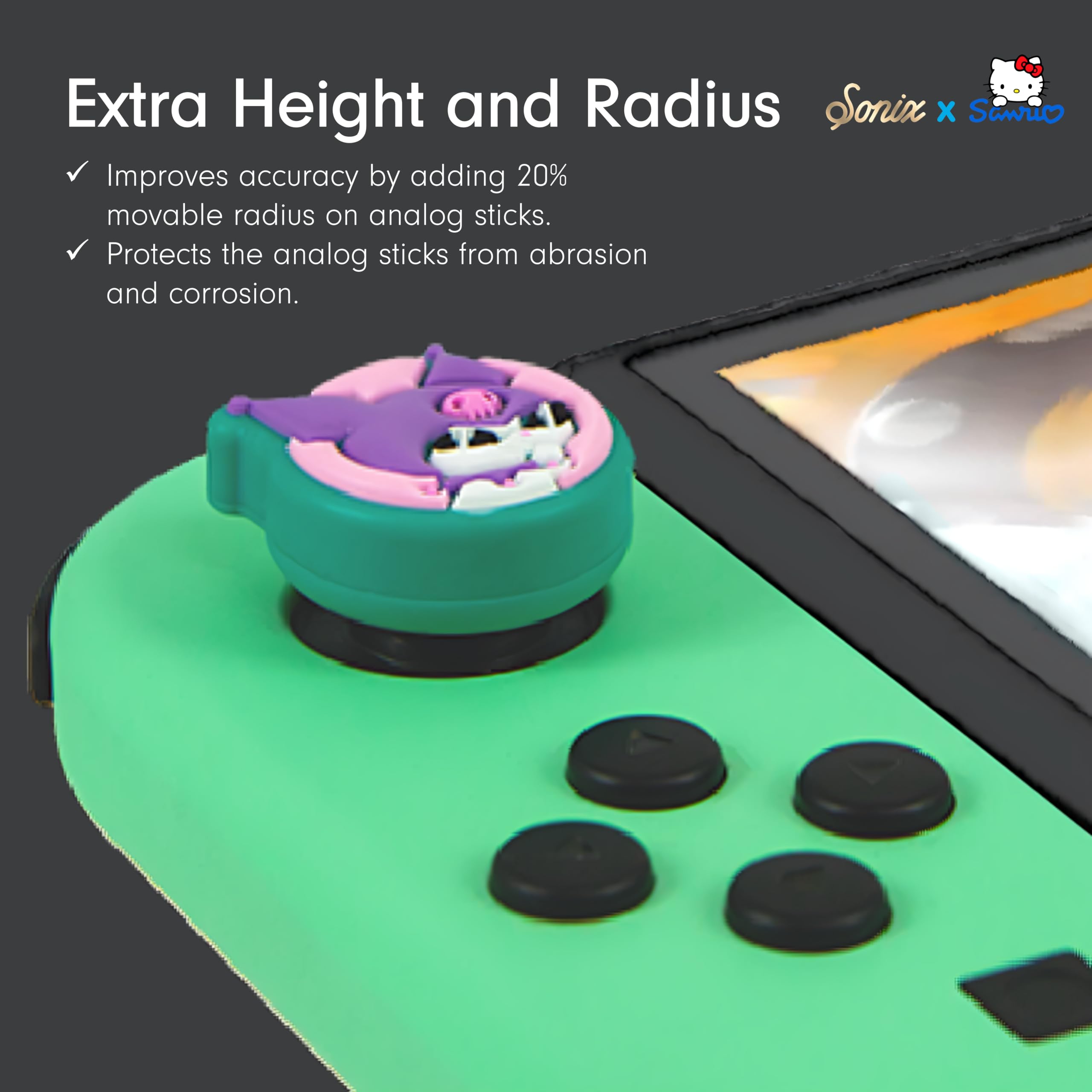 Sanrio Kuromi & My Melody Silicone Thumb Grip Caps for Nintendo Switch Joy-Con (4-Pack) - Compatible with Switch Lite/OLED - Cute Gaming Accessories for Comfort & Style | Perfect for Long Gaming Sessions & Switch Protection