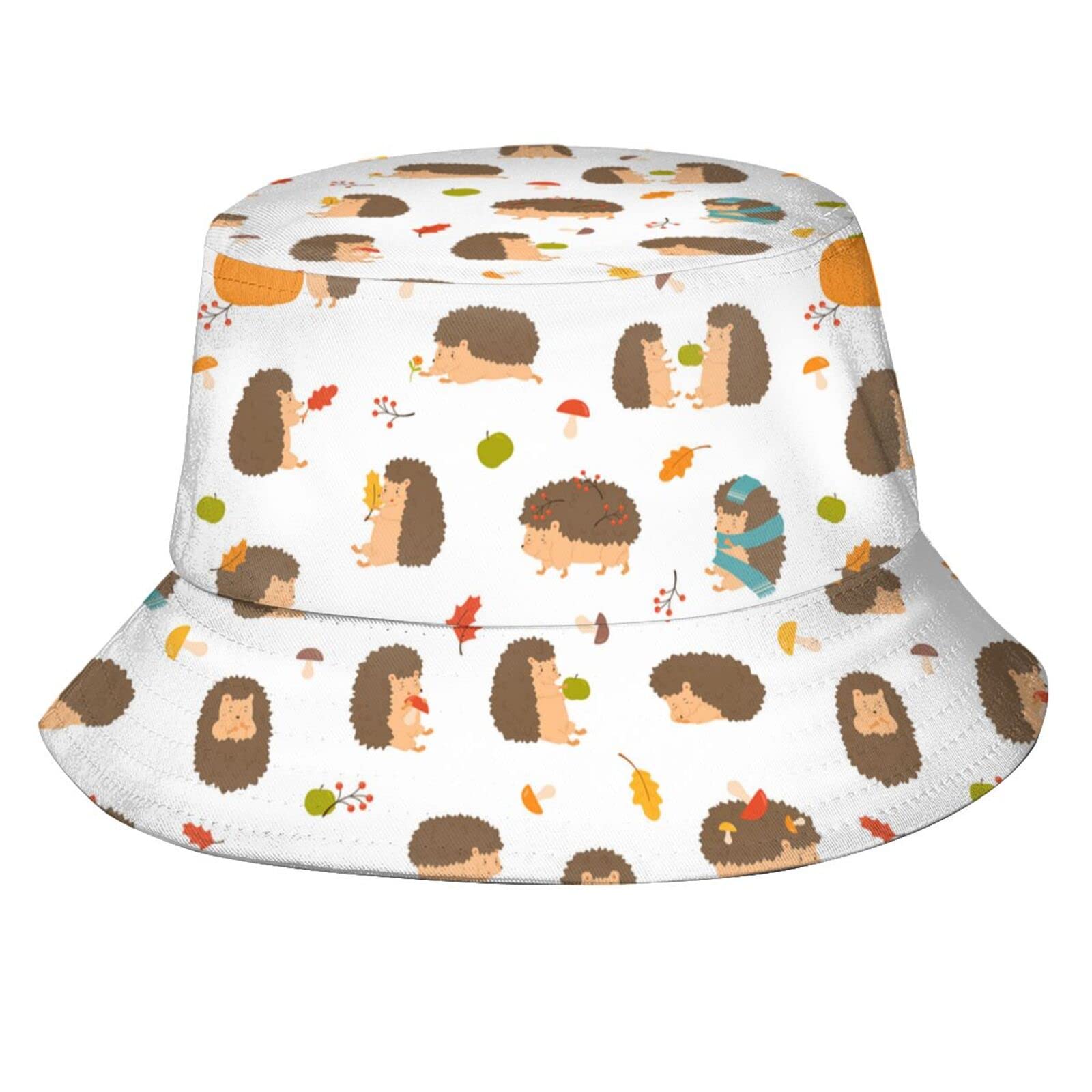 Cute Hedgehog Bucket Hat for Women & Men - Animal Print Sun Hat with Brim, Adjustable Fisherman Hat for Outdoor Activities, Beach, Hiking, and Summer Fashion
