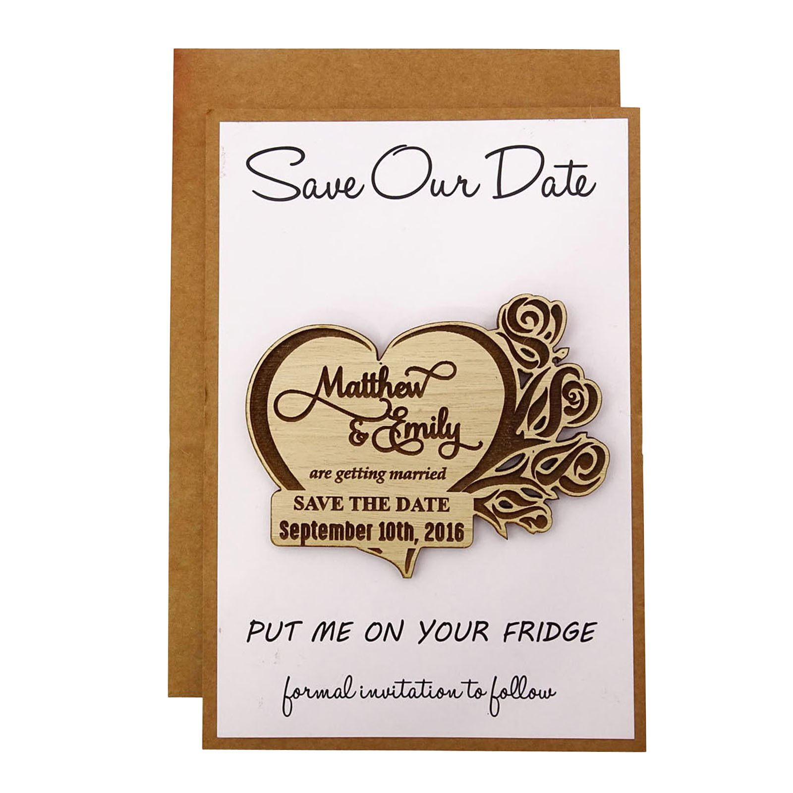 Personalized Custom Engraved Wooden Magnets - Rustic Wedding Save The Date Gift - 45 Unique Designs for Fridge, Office & Home Decor