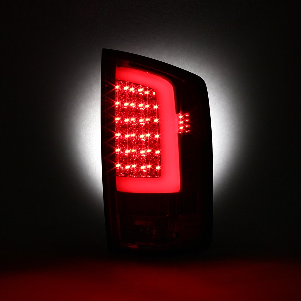 AKKON LED DRL Light Tube & Red Chrome Tail Lights + 3rd Brake Lamp Assembly for 2003-2006 Dodge Ram 1500 2500 3500 - Upgrade Your Truck's Style & Safety for Night Driving & Off-Road Adventures