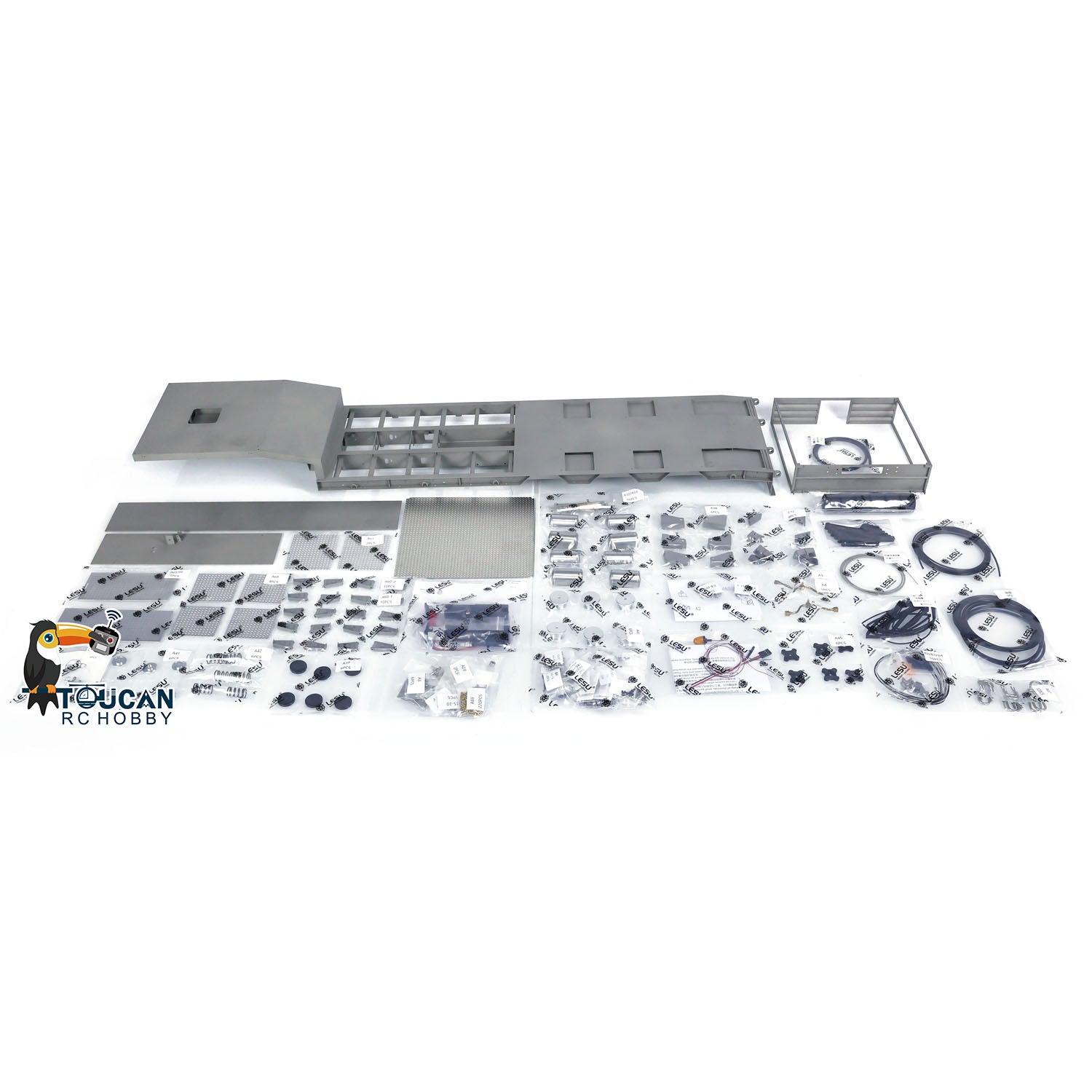 1/14 Scale LESU Hydraulic RC Tractor Metal Trailer Kit - Radio Controlled Truck with Lifting Tailgate for Hobbyists | Perfect for Off-Road Simulation & Construction Site Play