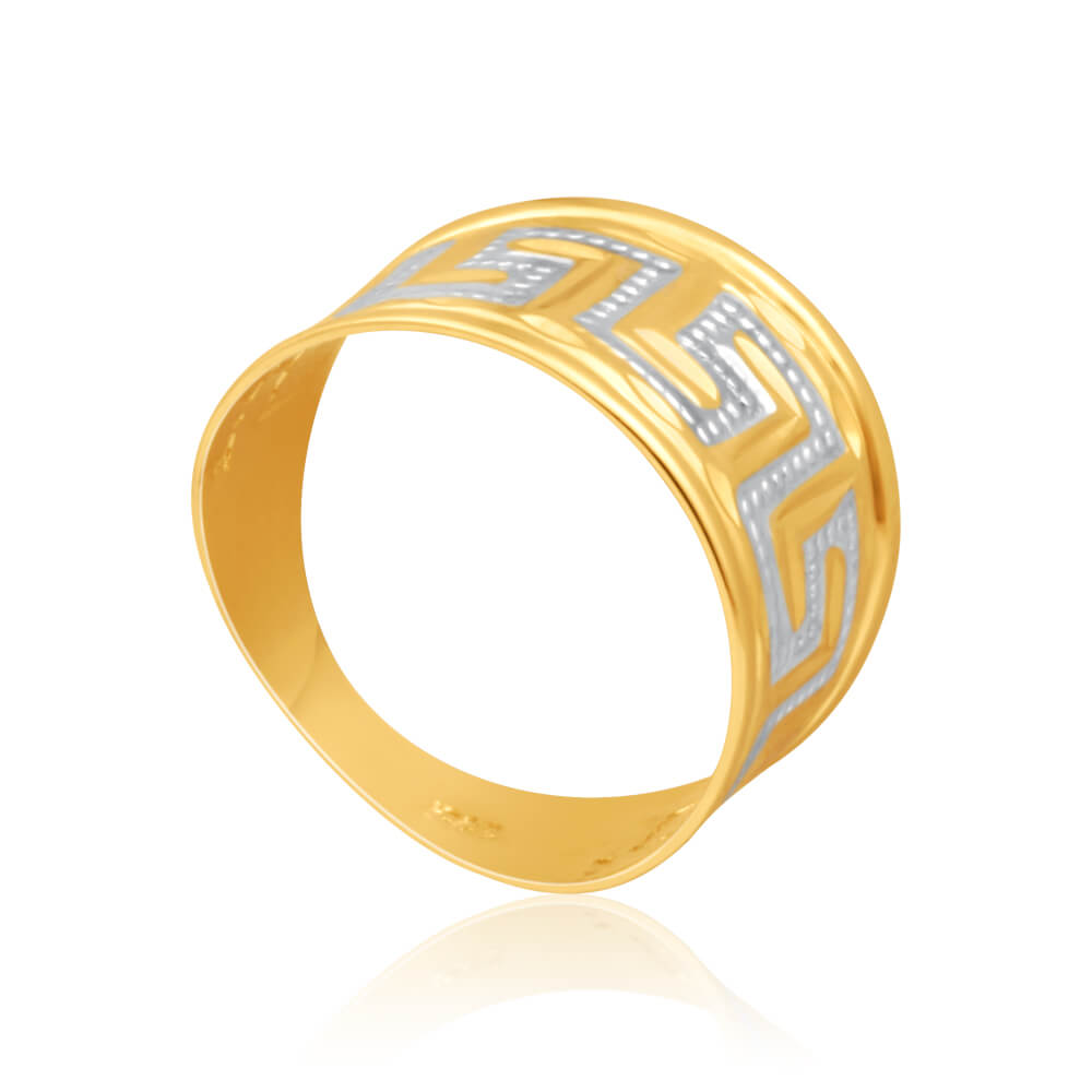 9ct Yellow Gold & White Gold Key of Life Ring - Elegant Symbolic Jewelry for Women, Perfect Gift for Birthday, Anniversary & Special Occasions