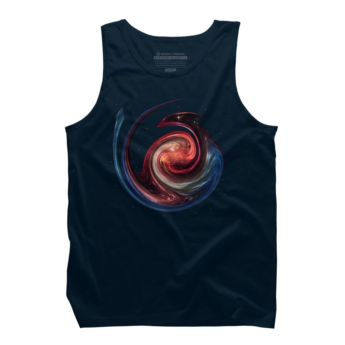 Design By Humans Men's Space Dragon Graphic Tank Top by Maryedenoa - Soft Cotton Tee for Casual Wear, Gaming & Sci-Fi Fans