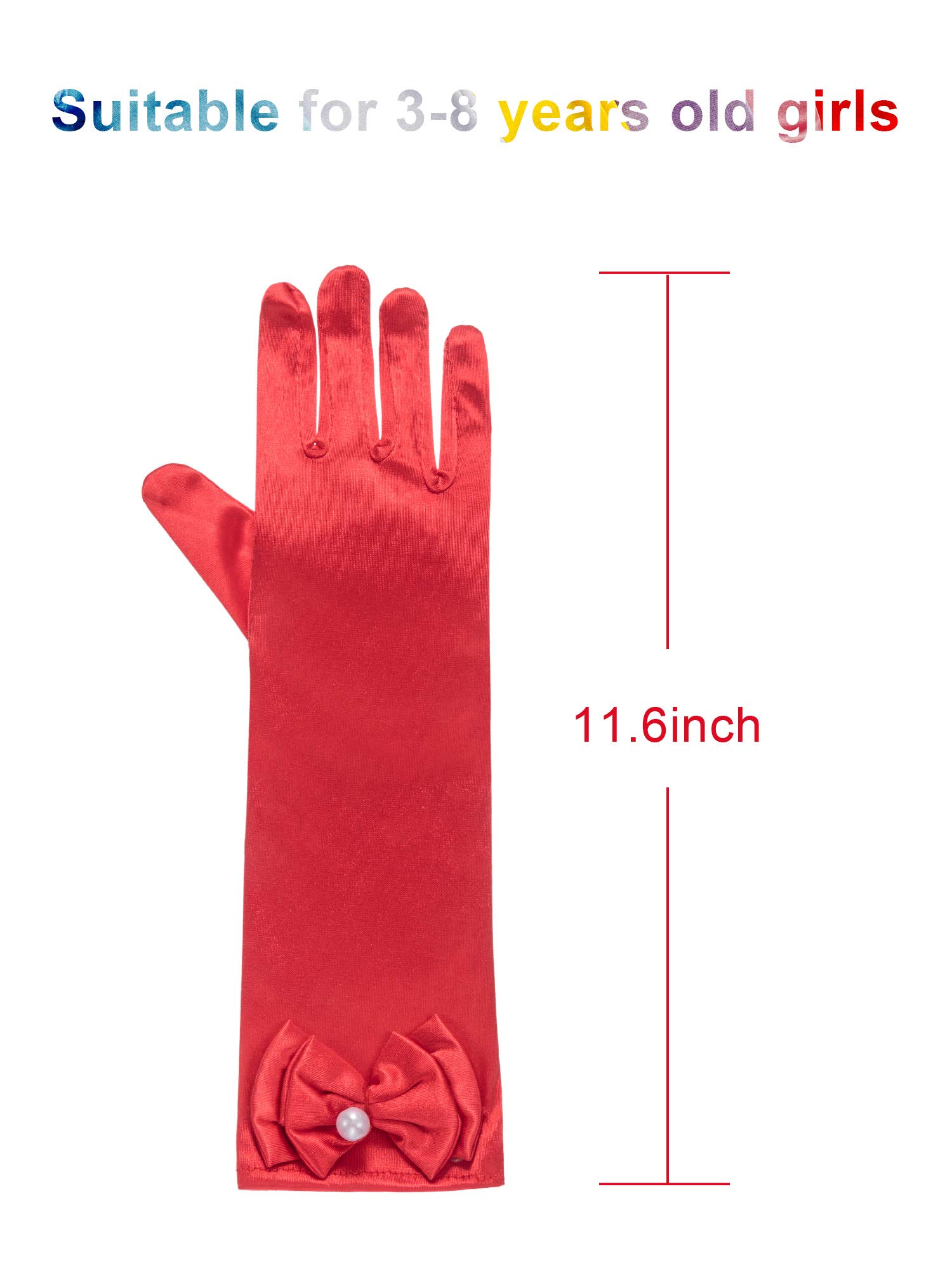 Elegant 6 Pairs Satin Gloves for Women - Long Formal Princess Gloves with Bows for Party, Wedding, Prom, Cosplay & Dress Up (Perfect for Brides, Dancers & Costume Events)