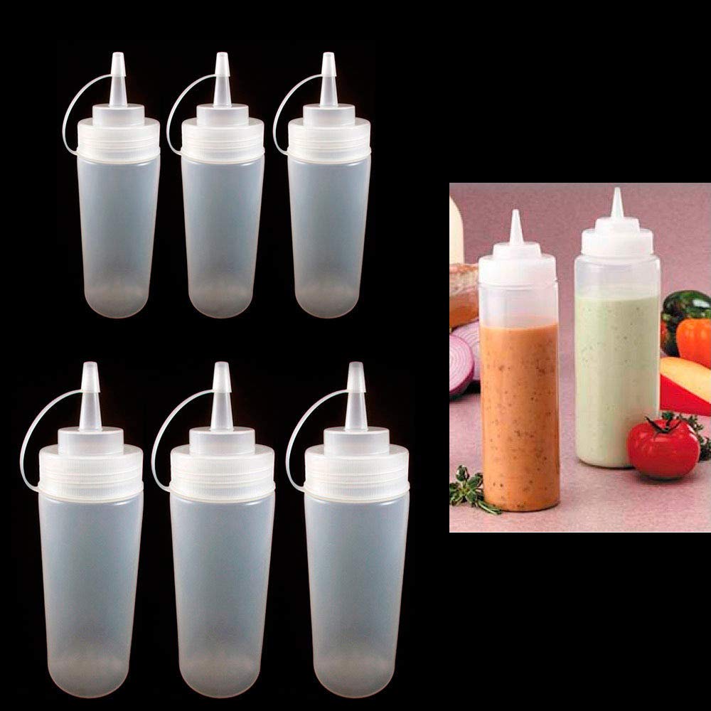 12Oz Clear Plastic Squeeze Bottle for Condiments, Ketchup, Oil - Kitchen & BBQ Use