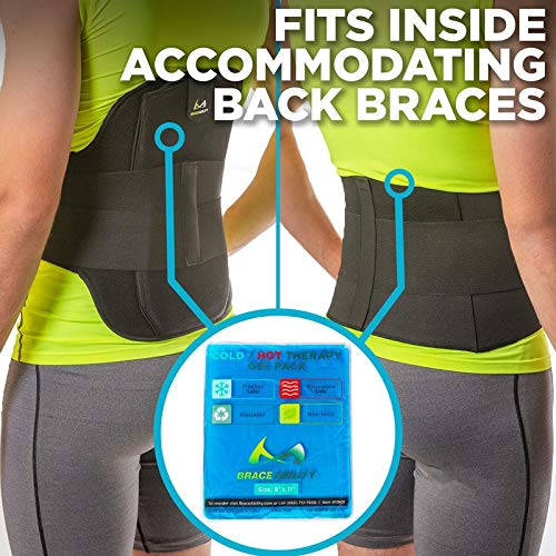 BraceAbility Reusable Hot & Cold Therapy Gel Pack for Injuries - Flexible Ice & Heat Wrap for Back, Hip, Knee Pain Relief - Large 9