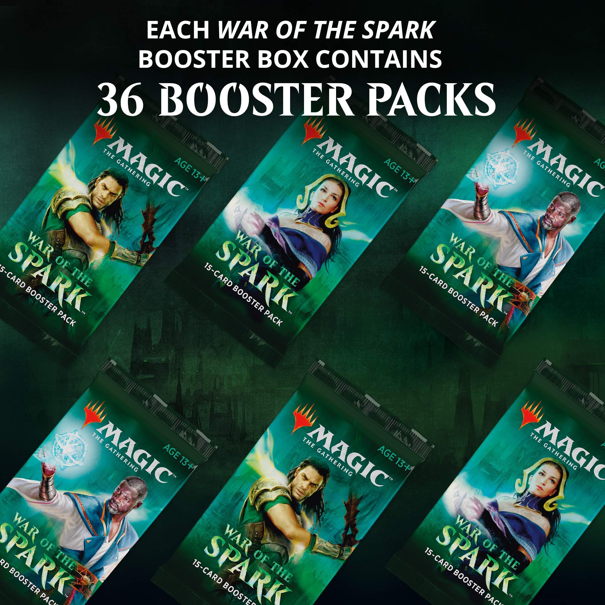 Magic: The Gathering War of The Spark Booster Box - 36 MTG Booster Packs with Planeswalker in Every Pack | Collectible Trading Card Game for Deck Building & Strategy Battles