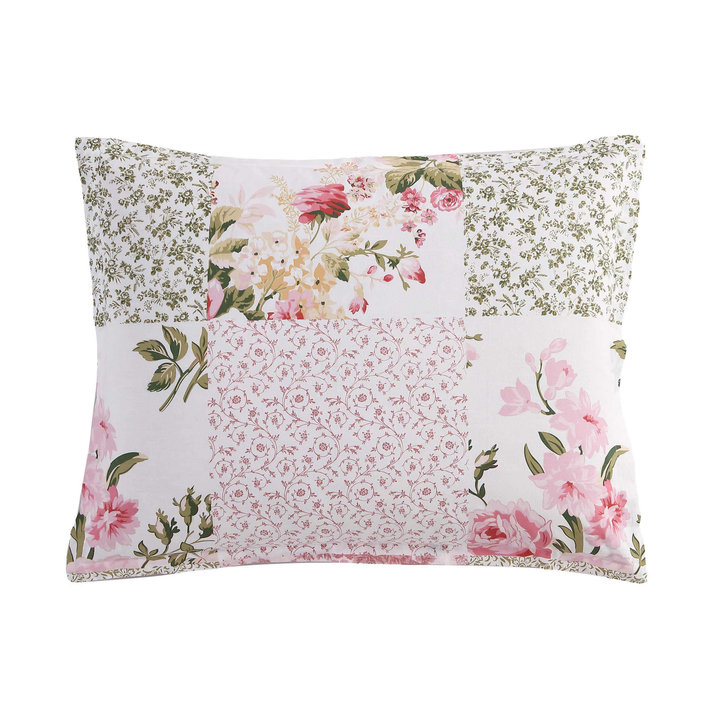 Laura Ashley Home - Reversible Twin Comforter Set with Matching Sham, Euro Sham & Throw Pillows | 100% Cotton Bedding | Ailyn Pink | Perfect for Kids' Rooms, Guest Bedrooms & Dorm Decor