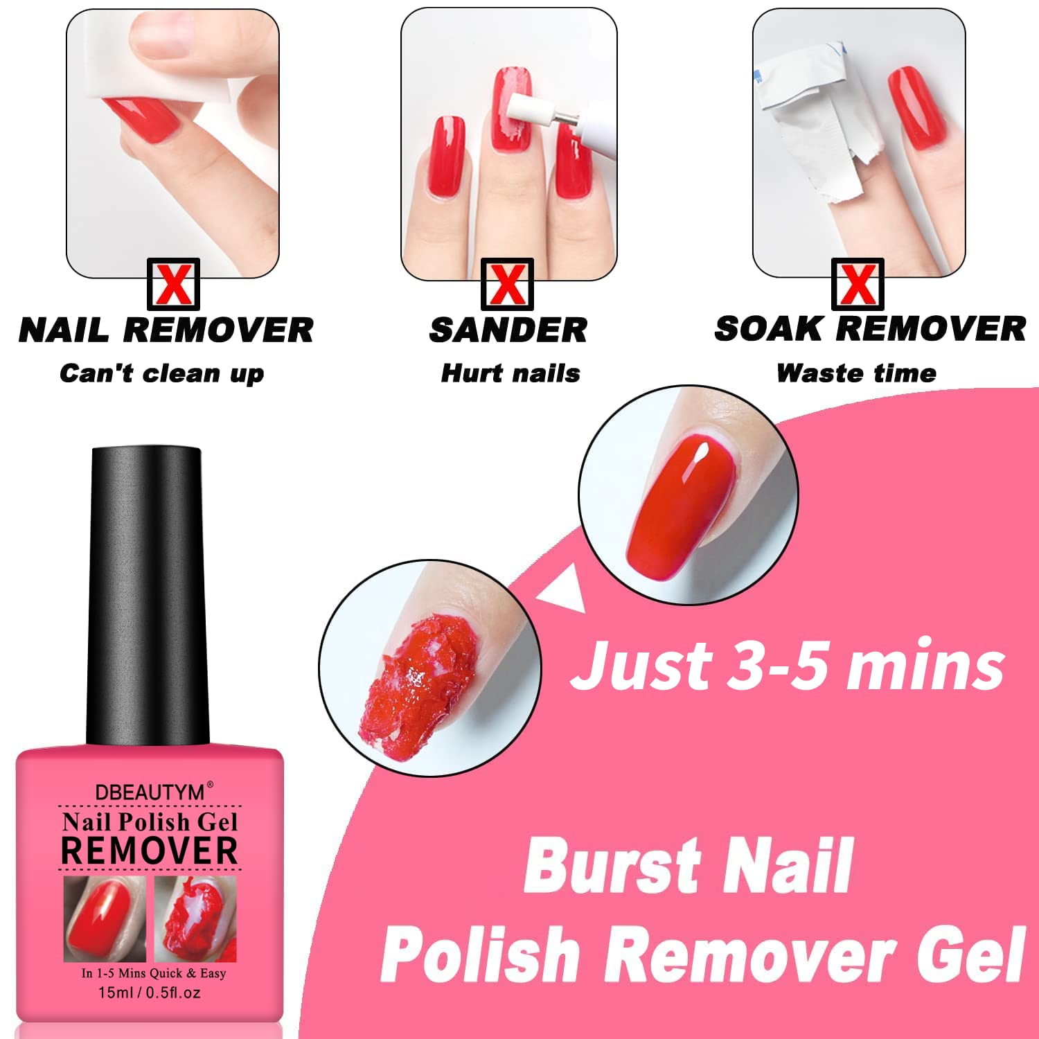 4 Pack Fast-Acting Gel Nail Polish Remover Kit - Professional Non-Irritating Formula Removes Gel Polish in 1-5 Minutes Without Damaging Nails - 0.5 Fl Oz Each - Perfect for Home Manicures & Salon Use