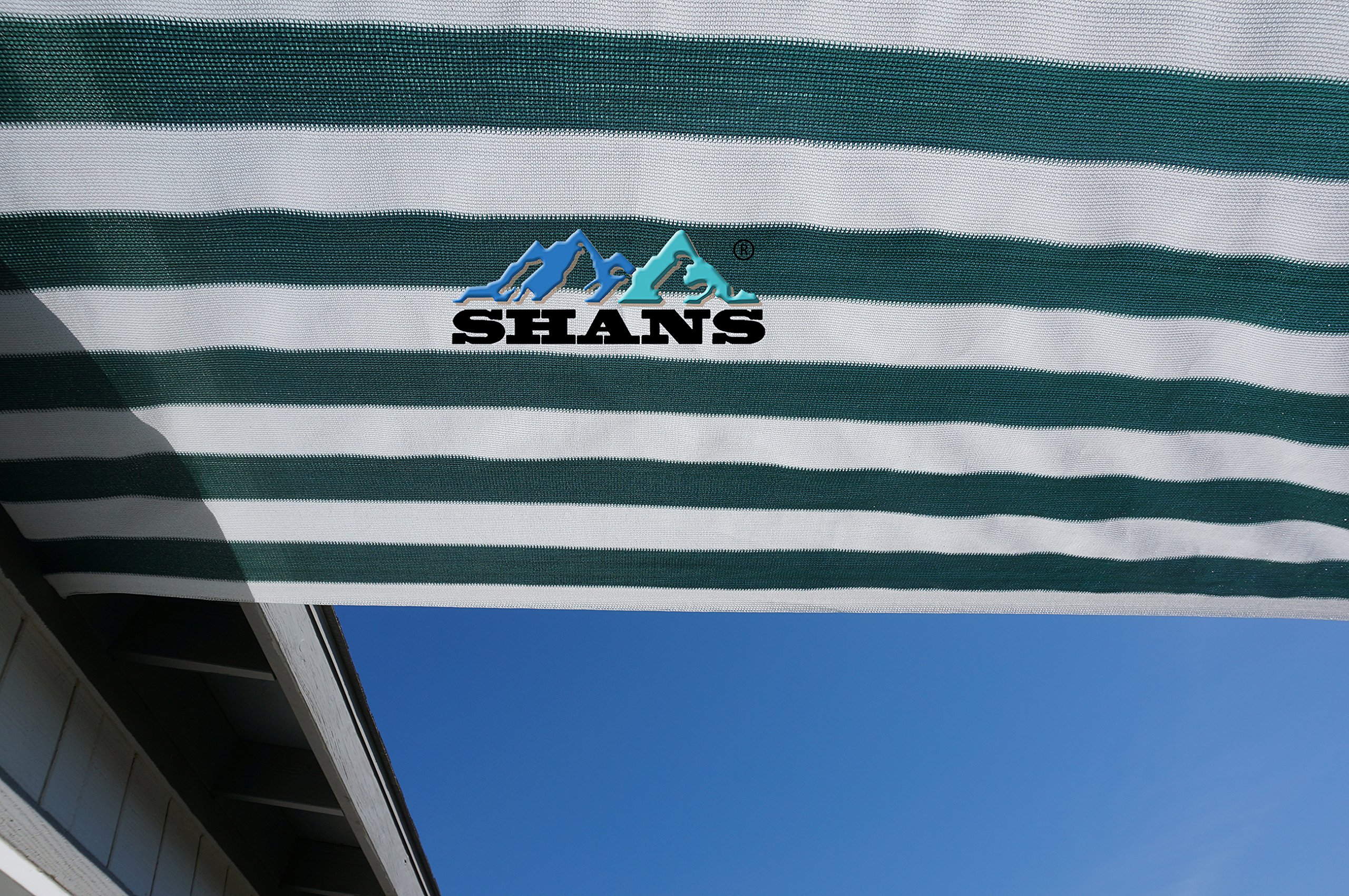 SHANS 90% UV Block Shade Sail DIY Kit with Free Clips - Green & White 12ft x 50ft - Perfect for Patio, Garden, Poolside, and Outdoor Sun Protection