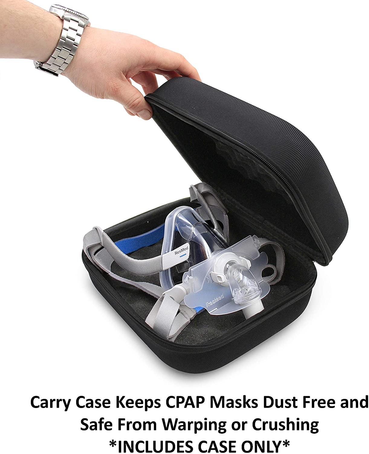 CASEMATIX CPAP Face Mask Storage Case - Compatible with ResMed AirTouch F20 & AirFit Full Face Masks - Dustproof Travel Organizer for Sleep Apnea Accessories - Perfect for Home, Travel & Clinic Use