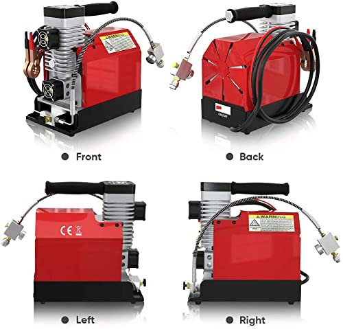 CS2 Portable PCP Air Compressor 4500PSI/30MPa - Oil-Free High Pressure Paintball Tank Compressor - 12V DC Car & 110V AC Home Power with Adapter - Includes Moisture-Oil Separator - Perfect for Paintball, Airsoft & Scuba Tank Refilling